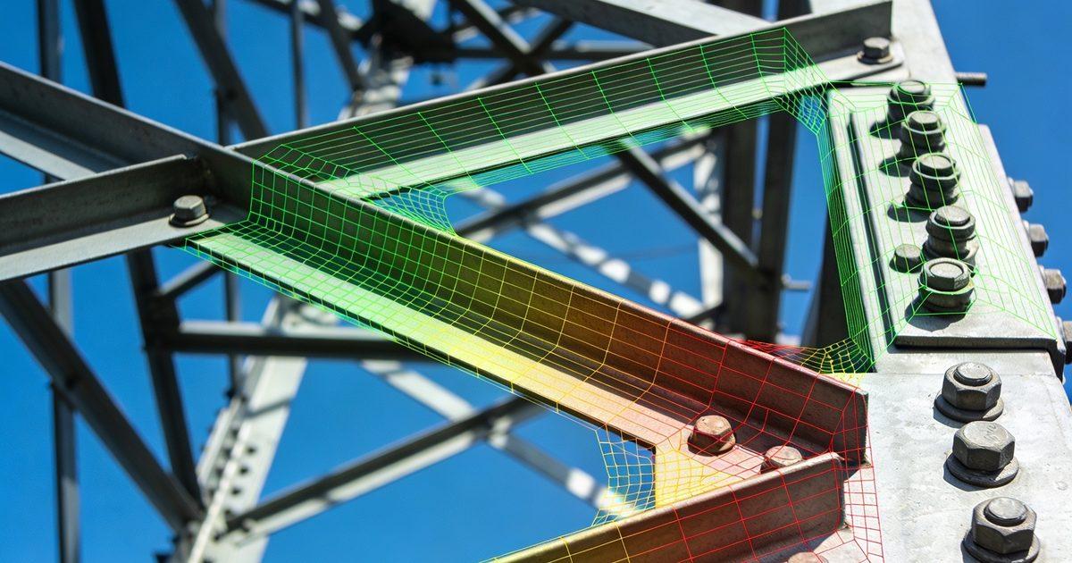 Torre de celosia de transmision con visualizacion de modelo estructural de elementos finitos para analisis en PLS-TOWER