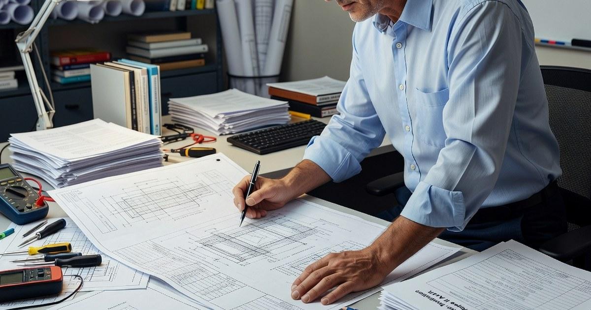 Ingeniero preparando documentación para auditoría técnica del CEN