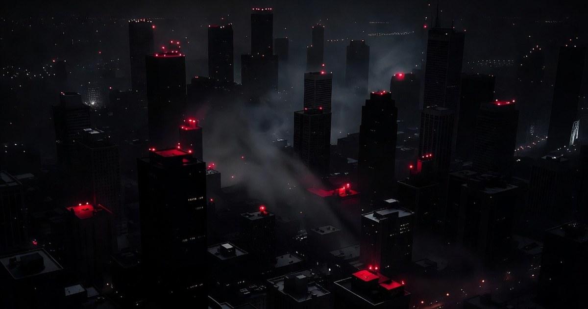 Apagón nocturno en ciudad chilena durante el blackout de febrero 2025