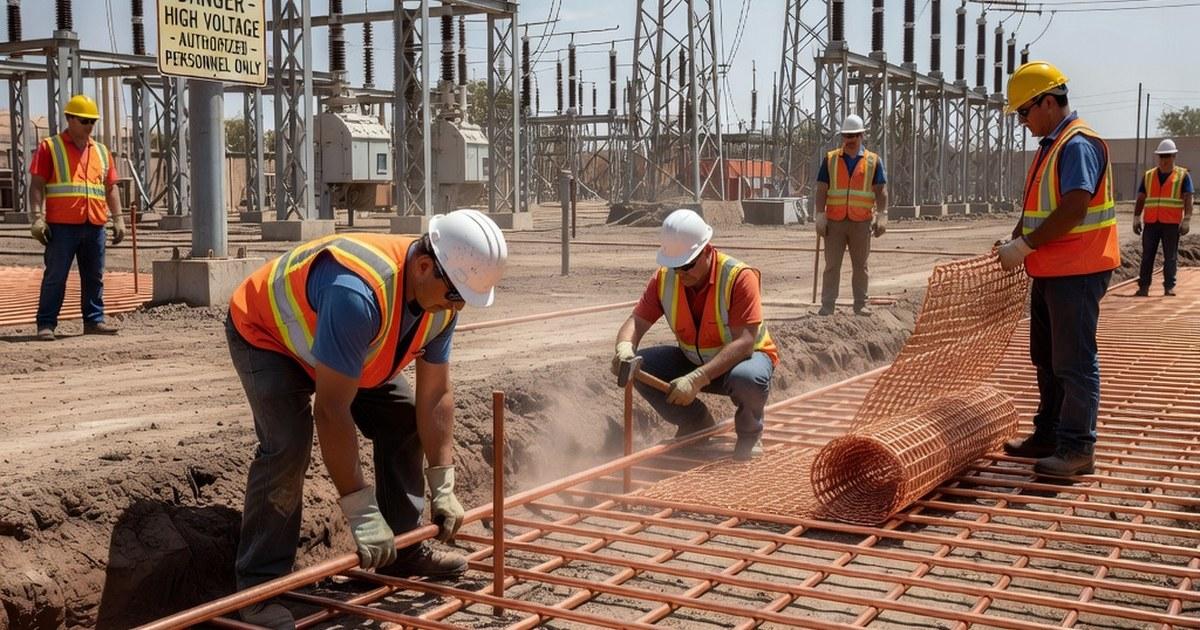 Instalación de sistema de puesta a tierra en subestación eléctrica de alta tensión