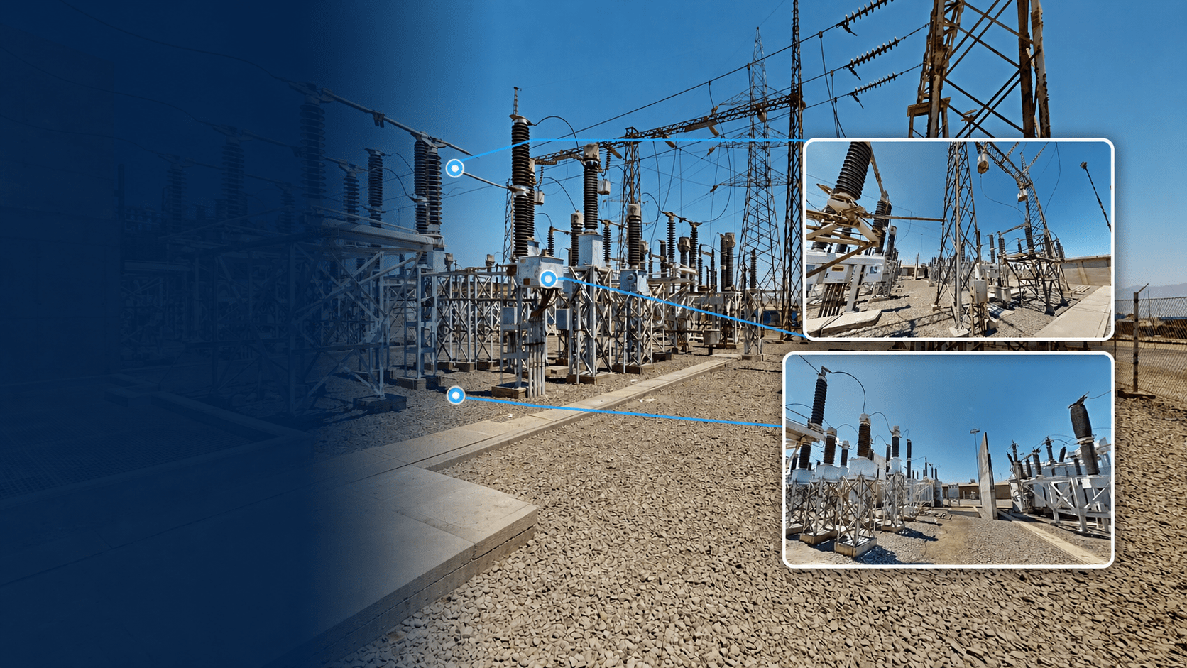 Recorrido e inspección durante una auditoría integral de subestación eléctrica