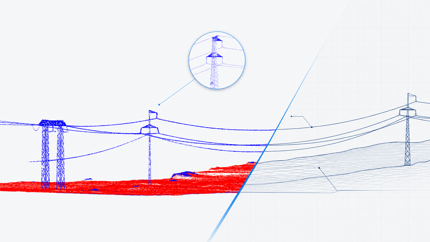 Nube de puntos LiDAR transformada en geometría para líneas de transmisión